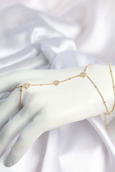 Inure Jewelry Brass Gold Color Clover Model Women's Şahmeran