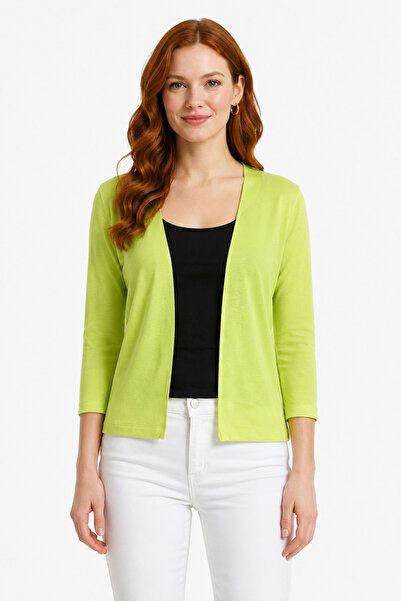 Neden Tekstil Women's Green Long Sleeve Relaxed Fit Cardigan