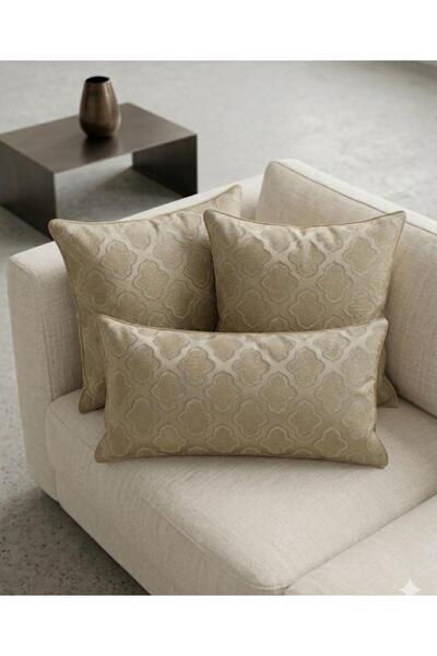 ANKABAYB Luxurious Textured Beige Patterned Decorative Modern Cushion Cover