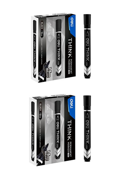 Deli Permanent Marker 1.8mm U100-20 Pack of 2 (24pcs Black)