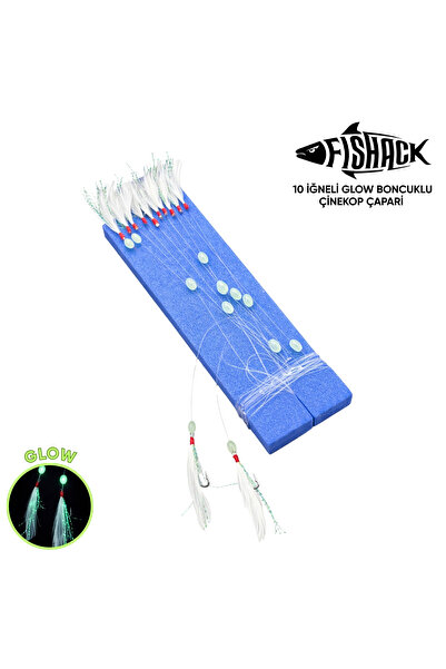 Fishack Çinekop Çapari Hazır Takımı - - On İğneli - Tüylü - Boncuklu - 1 Adet