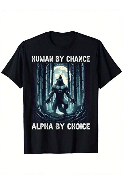 Astogria13 تي شيرت رجالي Human Chance Alpha By Choice Werewolf Meme - تي شيرت...