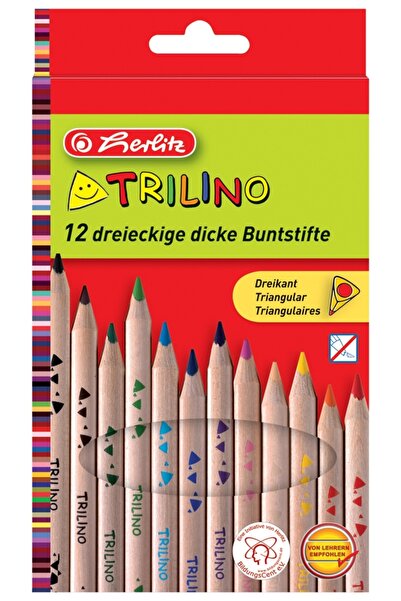 Herlitz Creioane colorate triunghiulare 1/1 Trilino 12 buc/set