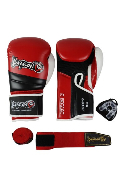 Dragondo 30096-P Attack-6 Boxing Glove Set (Gloves+Bandage+Mouthguard)
