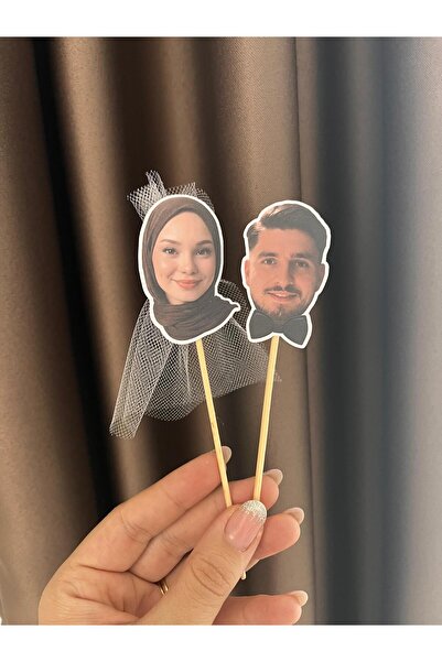 ZaiStudio Kişiye Özel Bride Yazılı Fotoğraflı Pasta Süsü – 10 Adet Doğum Günü...