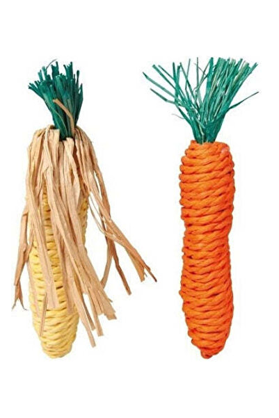 Trixie Straw Carrot And Corn Cob Chew for Small Pets 2pcs