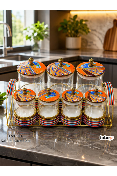 İnterlife 7-Piece Luxury Spice Rack Set with Spice Rack Stand, Kitchen Organi...