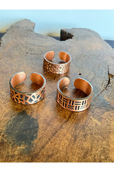 zadenza gold 100% pure copper triple ring adjustable size handcrafted copper ...
