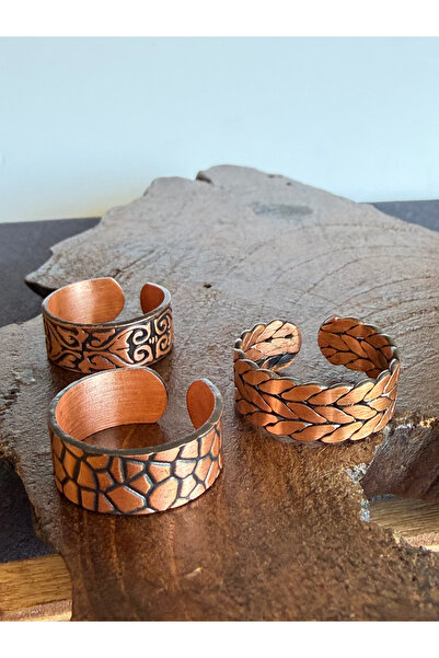zadenza gold 100% pure copper triple ring adjustable size handcrafted copper ...