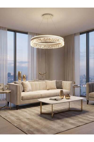 Generic SageLiving Modern LED Chandelier | Remote Dimmable | Adjustable Acryl...