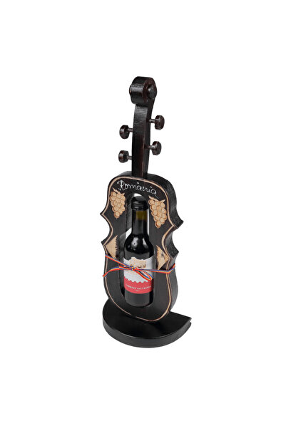 LimArt Suport de vin in forma de vioara cu talpa de sustinere, lemn sculptat ...