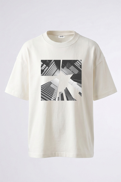 Anetos Tricou alb supradimensionat cu imprimeu Gokdelen Architectural Design