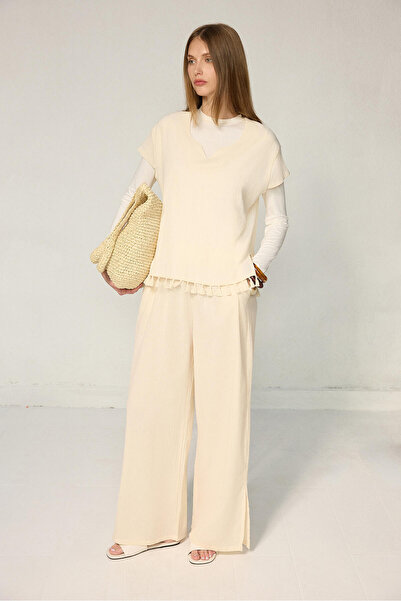 Touché Privé Tasseled Blouse and Pants Set