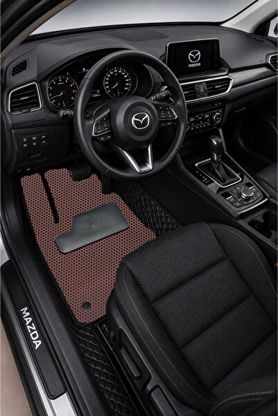 PASPASGRAFT Mazda Siyah 8D Deri Tam Kaplama Havuzlu Oto Paspas + Bordo EVA Çi...