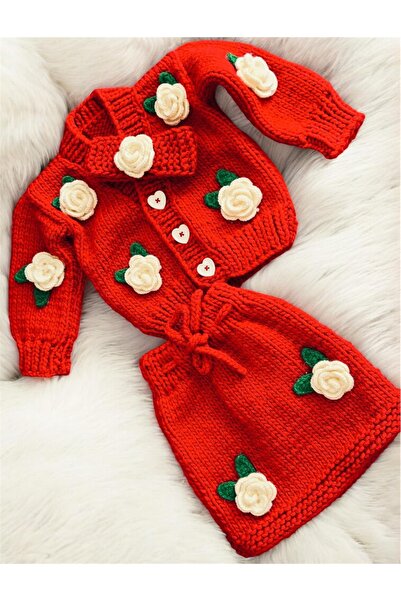 Barzey crafts Special Design Hand-Knitted Baby/Girl Double Cardigan Skirt Set...