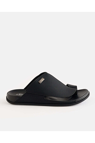 REDTAG Men Black Omani Toe Ring Arabian Sandals