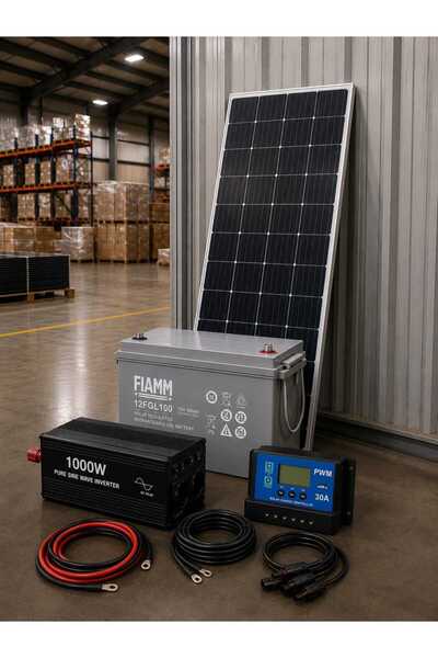 GETİRGES 1000W MODİFİYE SİNÜS İNVERTERLİ GÜNEŞ ENERJİSİ SİSTEMİ SETİ-12V 100A...