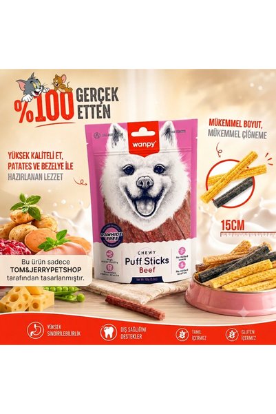 Wanpy Tom&JerryPetshop - Tahılsız Sığır Etli Köpek Çiğneme Ödülü 100gr