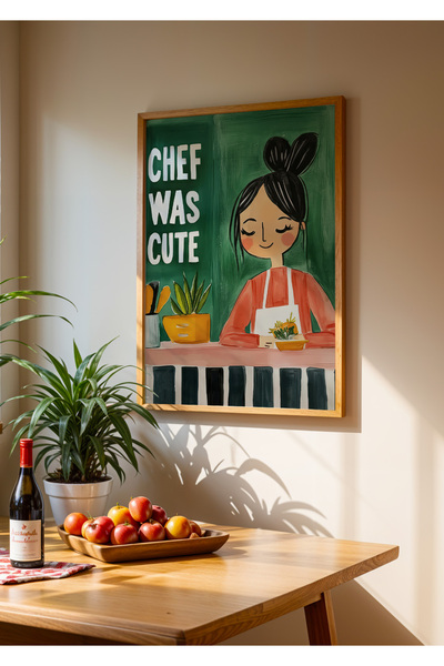 Creatick Design İskandinav Ham Ahşap Çerçeveli Mutfak Tablosu Modern Gastrono...