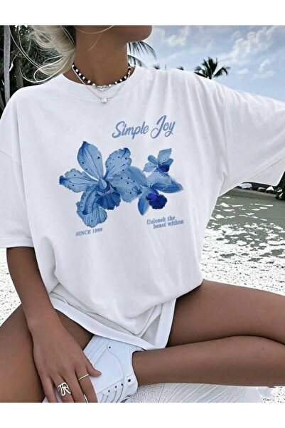 Framgan Unısex Erkek/Kadın Günlük Kısa Kollu Simple Joy Thsirt