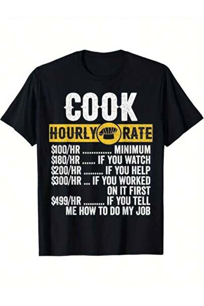9TAY Funny Chef Hourly Rate T Shirt Black With Bold Yellow PAY ME Graphic Hum...