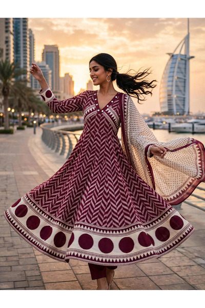 Generic Ajrak anarkali