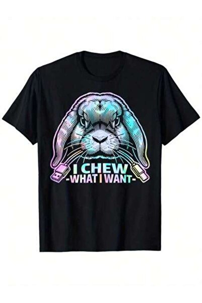 9TAY تي شيرت رجالي بطبعة "I Chew What I Want" Holland Lop Rabbit بتصميم تاي د...