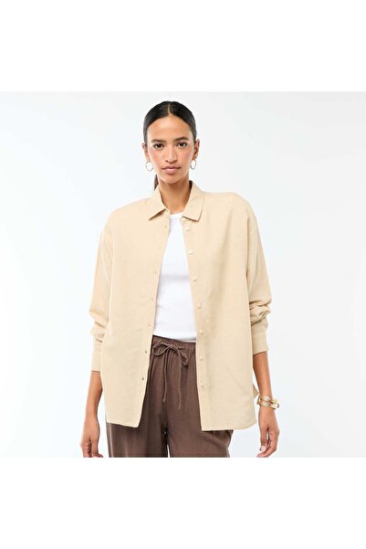 KIABI Blended Linen Shirt BEIGE