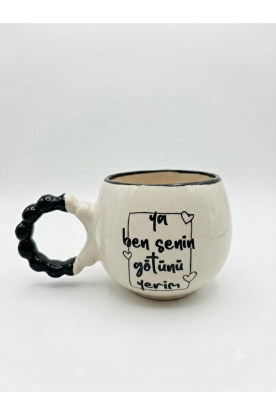 PALTO TASARIM Prensesler De Nah Çeker Handmade Cream Glossy Puff Mug - Handcr...