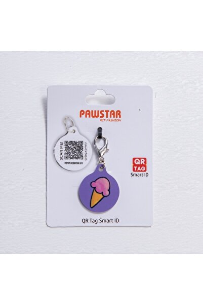 Pawstar Ice Cream Desenli Qr Tag Evcil Hayvan Künyesi İsimlik Pet Tag Köpek K...