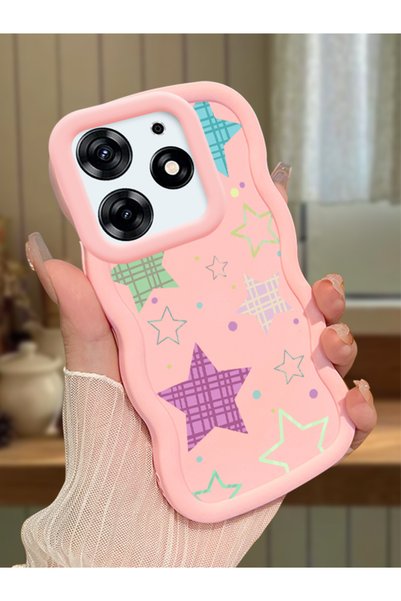 Hontinga Tecno Spark 10 Pro Compatible Case Camera Protector Pink Silicone Co...