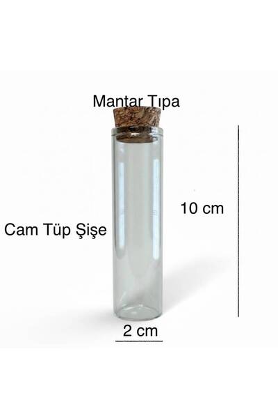 MydesignsK G Tüp Şişe 10 cm Mantar Tıpalı 20 Adet