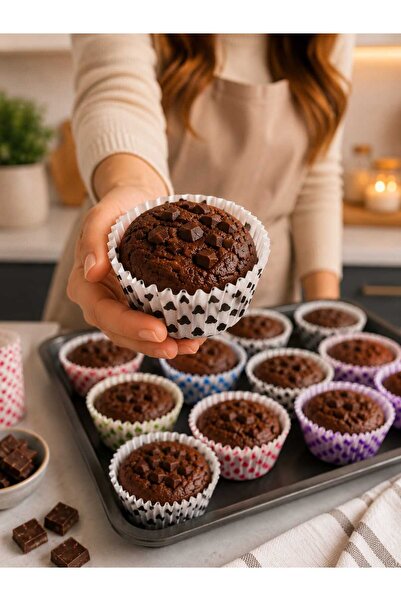 Delvos Puantiyeli Muffin Kek Kalıbı | Renkli Kağıt Kek Kapsülü | Yağ Geçirmez Kek Kalıbı | Cupcake Brownie Kek Kalıbı