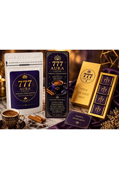 777 AURA 7 7 7 AURA Gold Bar Hediye Seti - Tarçınlı Türk Kahvesi + 6'lı Altın...