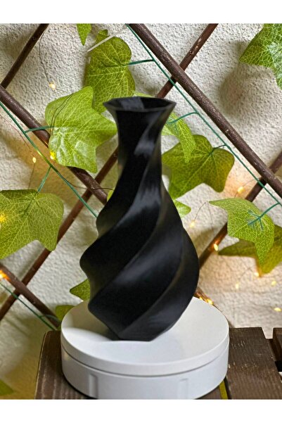 🖤 Premium Helix Dekoratif Vazo | Modern Burgu Tasarım | 3D Baskı Özel Üretim