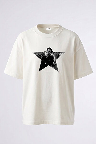 Anetos The Weeknd_55 Design Printed Oversize White T-Shirt