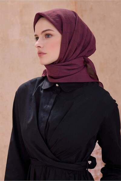 Belli Fresh Bordo Paulista Eşarp Geometrik Desen