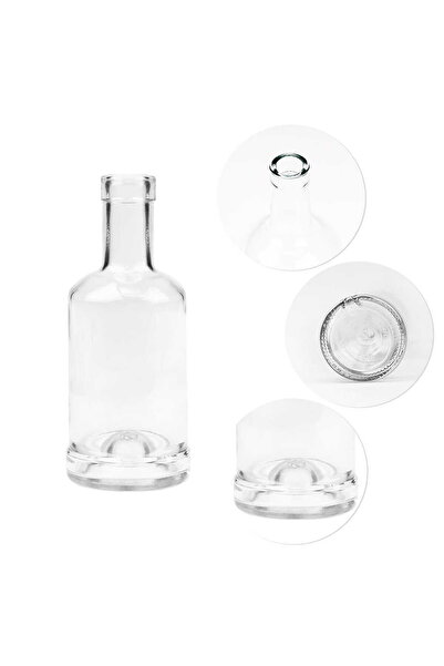 LimArt Set 5 sticle din sticla de 250 ml cu dop tip ciuperca, culoare transpa...