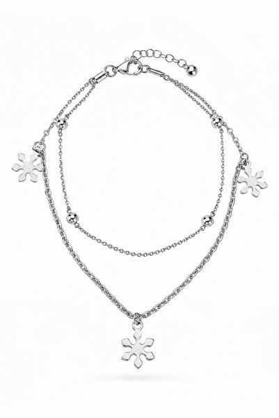X-Lady Accessories Gümüş Renk Top Sf 3 Kar Tanesi Çelik Halhal - 3915
