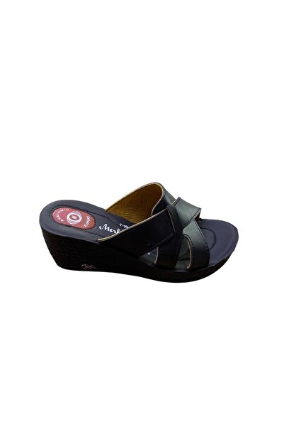 Merkür Women's Wedge Heel Cross-Strapped Plain Slippers