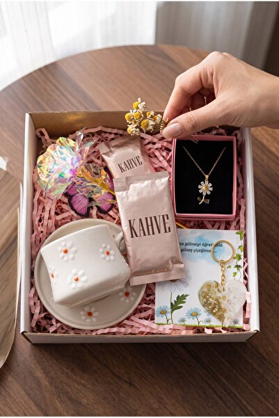 Le Manolia Accessories KARARMAZ çelik papatya kolye ve tabaklı papatya kupa ,gül ve anahtarlık