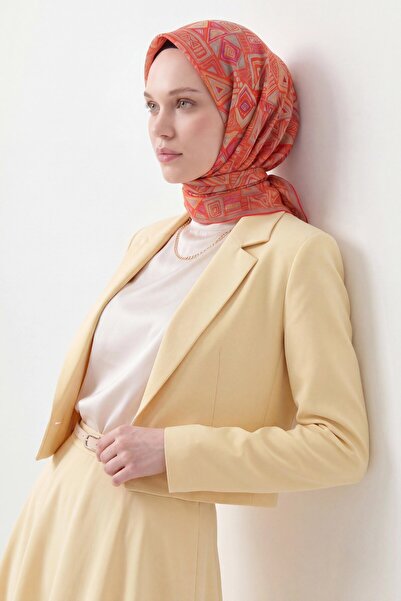Silk Home Soft Eşarp Geometrik Turuncu