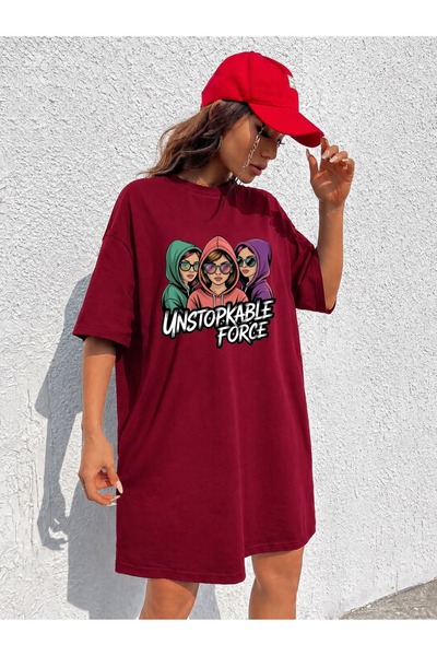 classy moda Γυναικείο μπλουζάκι με στάμπα για κορίτσια, εξαιρετικά μακρύ, υπε...