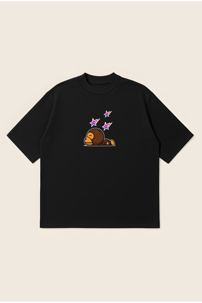 Moon Dancer Sleeping Milo Printed Oversize Boxy Cut Unisex 100% Cotton Tshirt...