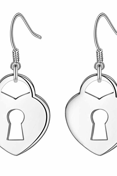 VeeShop Romantic earrings, silver plated, padlocked hearts