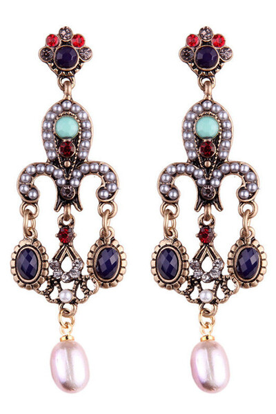 VeeShop Elegant vintage Versailles Chandelier earrings, with pearls and crystals