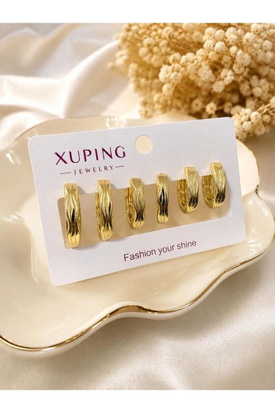 XUPING JEWELRY Xuping Stamped Antiallergic Premium Special Series Multiple Women's Hoop Earring Set