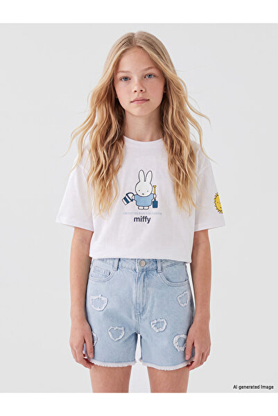LC Waikiki تي شيرت بناتي مطبوع عليه Miffy برقبة دائرية