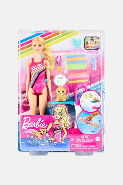 Barbie Seyahatte Yüzücü Oyun Seti - 30 Cm Bebek Dalış Tahtası Ve Köpeği Dahil...