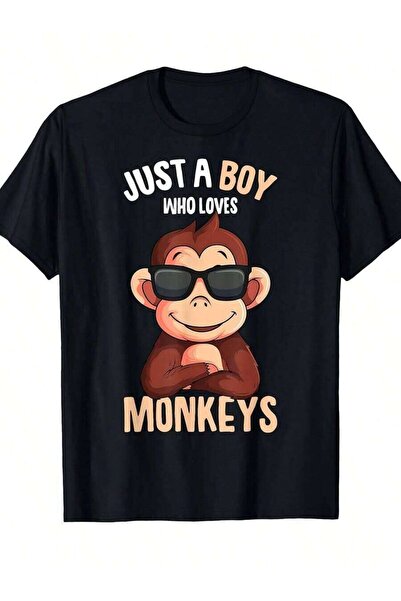 4Car تي شيرت برسومات مضحكة للعشاق بتصميم "Just A Who Loves Monkeys" من القطن ...